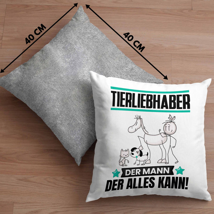 Tierwohlhaber Kissen mit Füllung 40x40 Geschenk für Tierwohlhaber Der Mann Der Alles Kann Geschenkidee zum Geburtstag (Grau) Grau Trendation