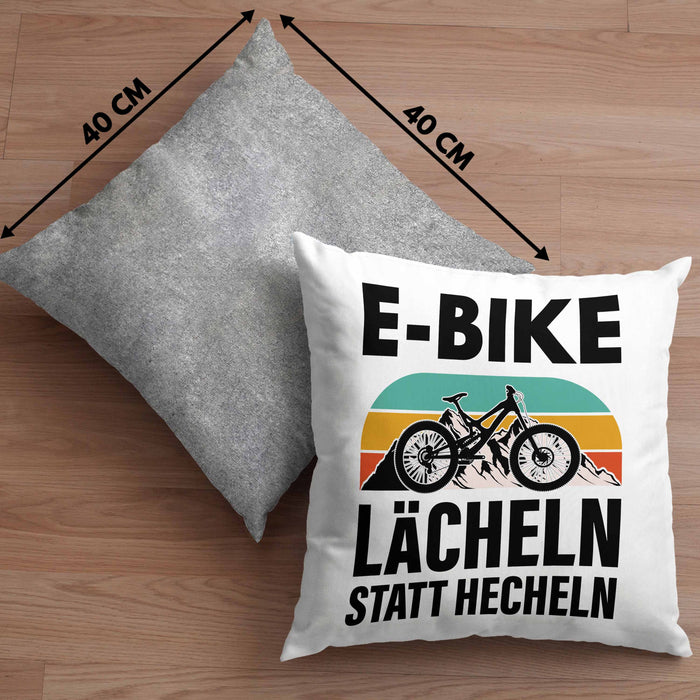 Elektrofahrrad E-Bike Kissen mit Füllung 40x40 mit Spruch Geschenk Ebike Lustige Geschenke Rentner (Grau) Grau Trendation
