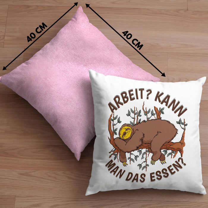 Faultier Kissen mit Füllung 40x40 Geschenk Faullenzer Arbeit Kann Man Das Essen Freundin Geschenkidee (Grau) Rosa Trendation
