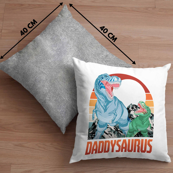 Daddysaurus Kissen mit Füllung 40x40 Geschenk für Vater zum Geburtstag Weihnachten Vatertag Bester Papa Geschenkidee (Grau) Grau Trendation