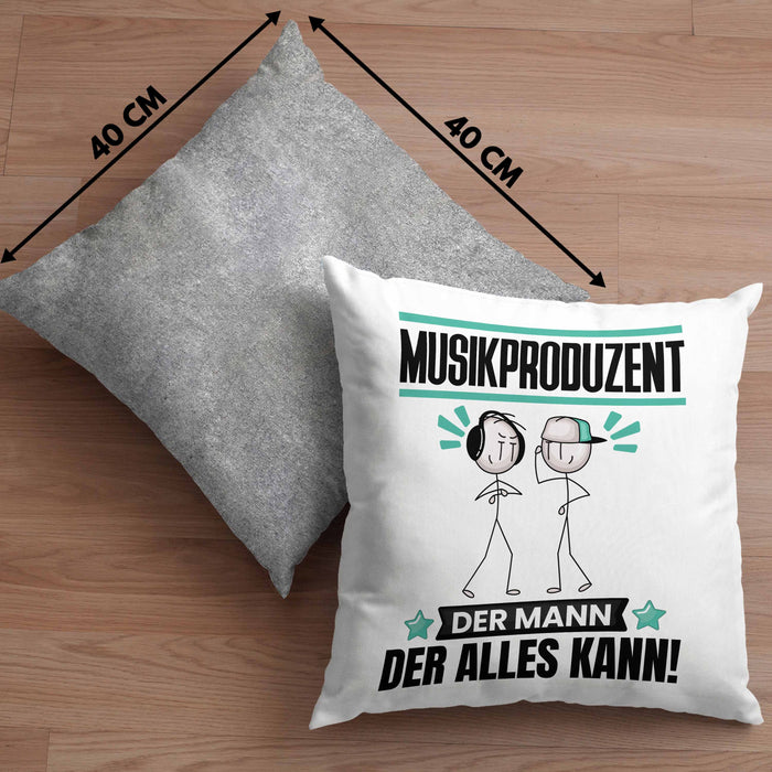 Musikproduzent Kissen mit Füllung 40x40 Geschenk für Musikproduzent Der Mann Der Alles Kann Geschenkidee zum Geburtstag (Grau) Grau Trendation