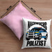 Einschulung Kissen mit Füllung 40x40 für Jungs - "Nachwuchs Polizist" Geschenk kleine Schulanfänger (Grau) Rosa Trendation