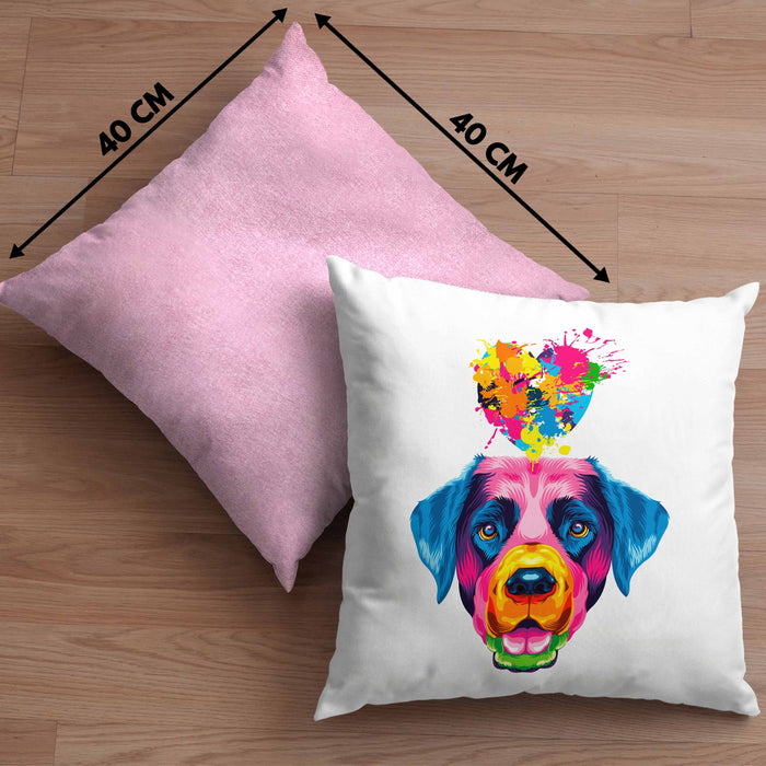 Labrador Herz Farbe Besitzer Kissen mit Füllung 40x40 Geschenk Lustiger Spruch Geschenkidee Labrador Liebhaber (Grau) Rosa Trendation