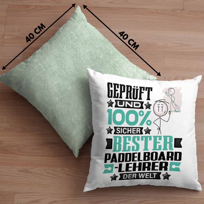 Paddelboard-Lehrer Geschenk Lustiger Spruch für Paddelboard-Lehrer Geschenkidee Bester Paddelboard-Lehrer Der WeltKissen mit Füllung 40x40 (Grau) Grün Trendation