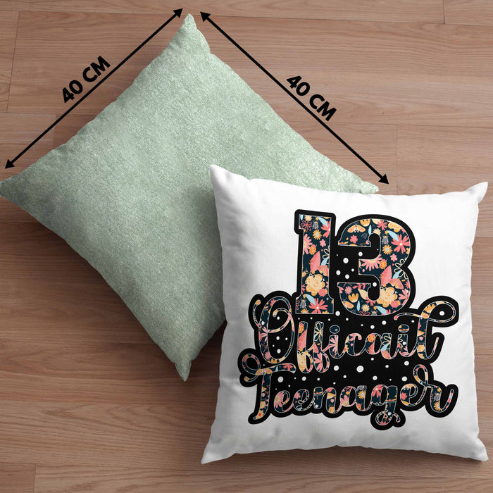 Kissen mit Füllung 40x40 zum 13. Geburtstag Offizieller Teenager Geschenkidee (Grau) Grün Trendation