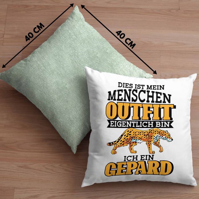 Lustige Gepard Kissen mit Füllung 40x40 Spruch Kostüm Geschenkidee (Grau) Grün Trendation