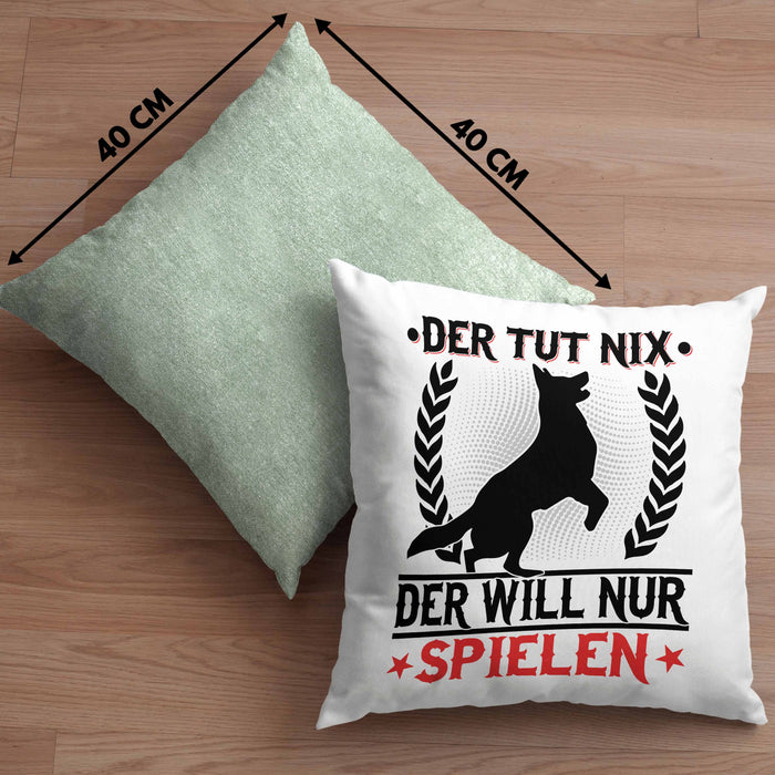 Hund Kissen mit Füllung 40x40 Geschenk Hunde-Besitzer Geschenkidee (Grau) Grün Trendation