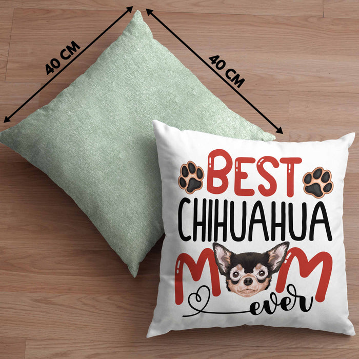 Chihuahua Mom Besitzerin Kissen mit Füllung 40x40 Geschenk Lustiger Spruch Geschenkidee Besitzerin Chihuahua Mama (Grau) Grün Trendation