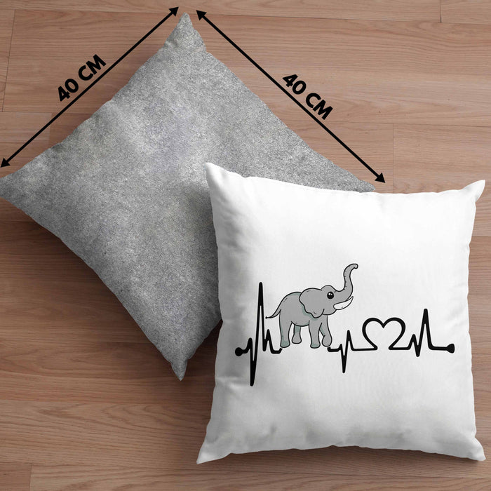 Elefant Kissen mit Füllung 40x40 Geschenk Für Elefanten-Liebhaber Geschenkidee Herzschlag (Grau) Grau Trendation