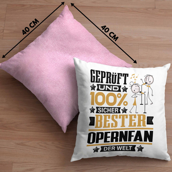 Opernfan Geschenk Lustiger Spruch für Opernfan Geschenkidee Bester Opernfan Der WeltKissen mit Füllung 40x40 (Grau) Rosa Trendation
