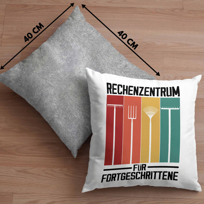 Rechenzentrum für Forgeschrittene Kissen mit Füllung 40x40 Gschenk Gärtner, Hobbygärtner Geschenkidee Lustiger Spruch Häferl (Grau) Grau Trendation