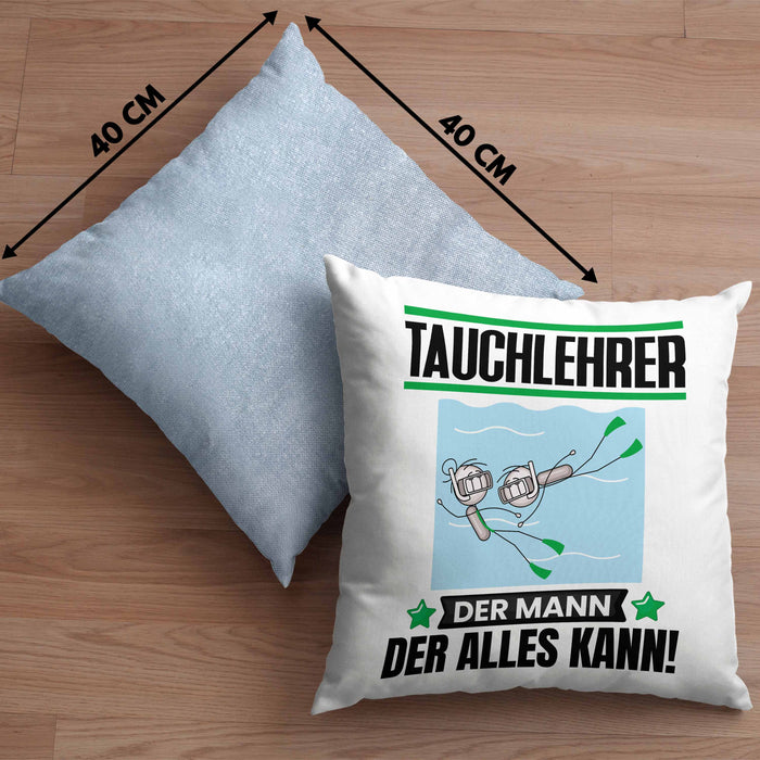 Tauchlehrer Kissen mit Füllung 40x40 Geschenk für Tauchlehrer Der Mann Der Alles Kann Geschenkidee zum Geburtstag (Grau) Blau Trendation