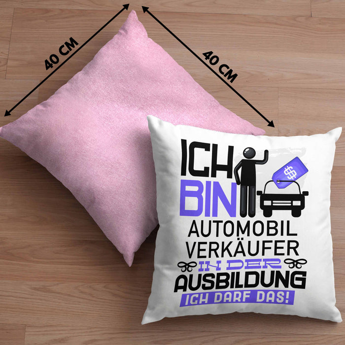 Automobilverkäufer Ausbildung Kissen mit Füllung 40x40 Geschenk Ich Bin Automobilverkäufer In Der Ausbildung Ich Darf Das Geschenkidee Spruch (Grau) Rosa Trendation