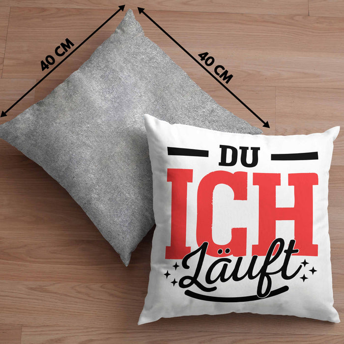 Du Ich Läuft Kissen mit Füllung 40x40 Geschenk Beste Freundin Paare Geschenkidee Liebe Paar (Grau) Grau Trendation