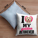 Golden Retriever Besitzerin Kissen mit Füllung 40x40 Geschenk Lustiger Spruch Geschenkidee I Love My Golden Retriever (Grau) Blau Trendation