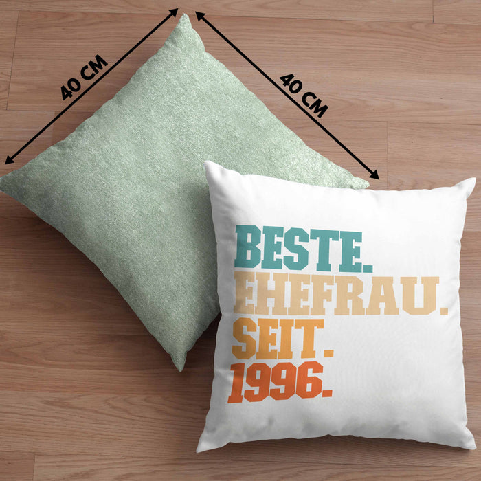 Beste Ehefrau Seit 1996 Geschenk JahrestagKissen mit Füllung 40x40 (Grau) Grün Trendation
