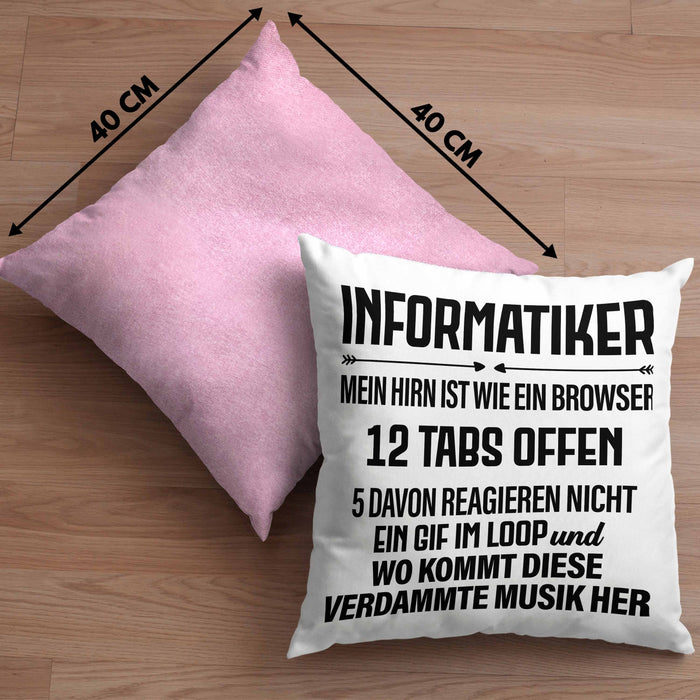 Informatiker Kissen mit Füllung 40x40 Geschenk Programmierer Gadget Lustig Geschenkidee Männer Zubehör Informatiklehrer IT Programmierer (Grau) Rosa Trendation