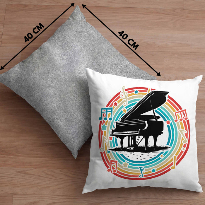Piano-Spieler Kissen mit Füllung 40x40 Geschenk Klavier Geschenkidee Flügel Musiker (Grau) Grau Trendation