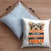 Yorkie-Besitzer Geschenk Kissen mit Füllung 40x40 Hund Yorkie Liebhaber Geschenkidee Vorsicht Vor Dem Frauchen Der Yorkie Ist Harmlos (Grau) Blau Trendation