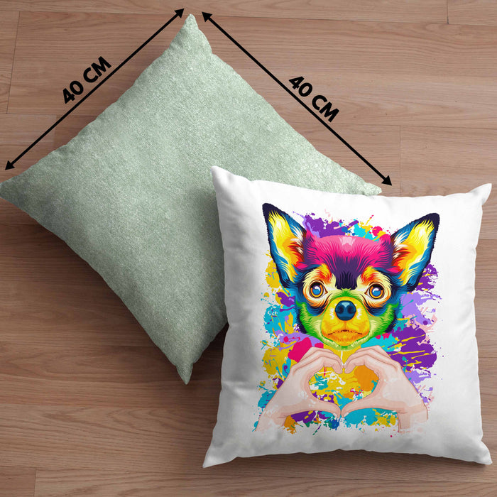 Chihuahua Besitzer Farbe Love Kissen mit Füllung 40x40 Geschenk Lustiger Spruch Geschenkidee Chihuahua Besitzerin (Grau) Grün Trendation