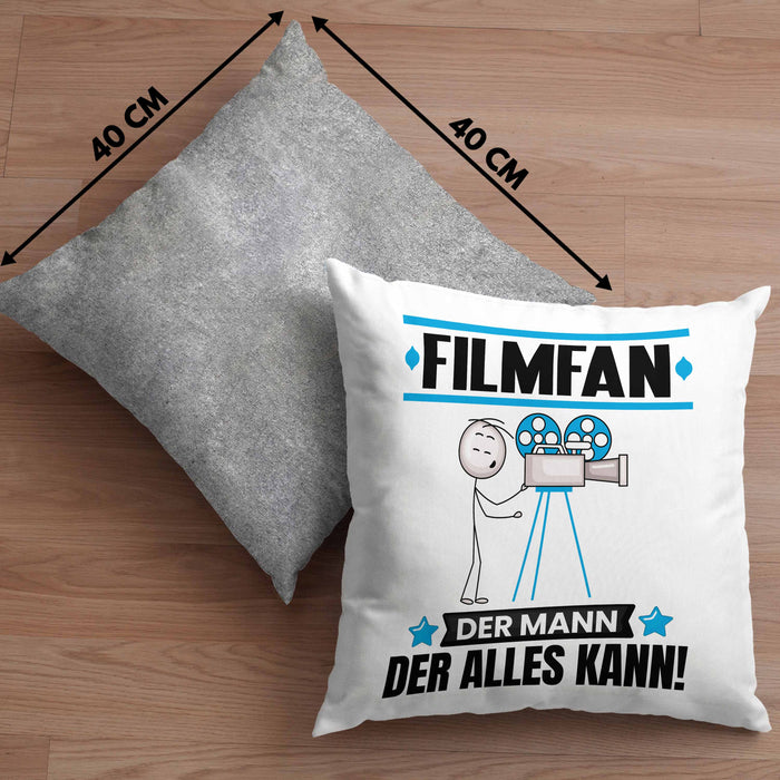 Filmfan Kissen mit Füllung 40x40 Geschenk für Filmfan Der Mann Der Alles Kann Geschenkidee zum Geburtstag (Grau) Grau Trendation