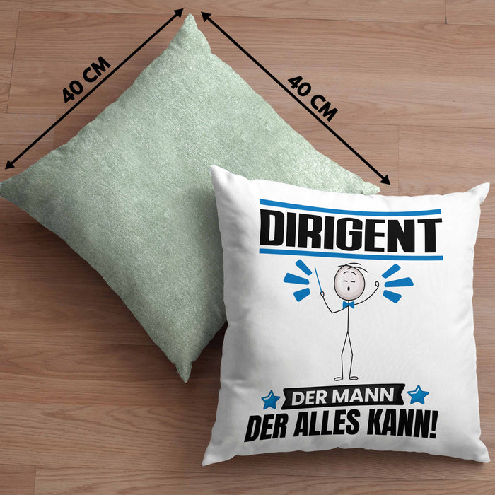 Dirigent Kissen mit Füllung 40x40 Geschenk für Dirigent Der Mann Der Alles Kann Geschenkidee zum Geburtstag (Grau) Grün Trendation