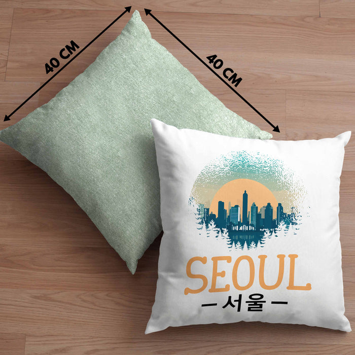 Seoul Kissen mit Füllung 40x40 Geschenk Südkorea South Korea Kpop (Grau) Grün Trendation