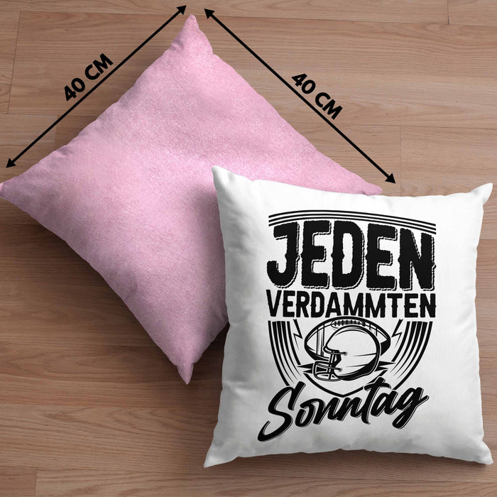 American Football Kissen mit Füllung 40x40 Geschenk Jeden verdammten Sonntag American Football-Spieler Geschenkidee (Grau) Rosa Trendation