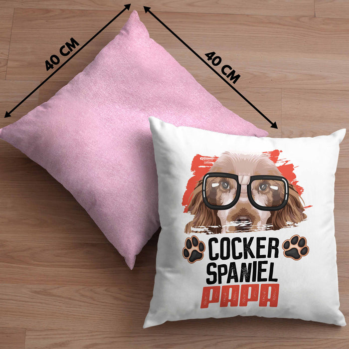 Cocker Spaniel Papa Besitzer Kissen mit Füllung 40x40 Geschenk Lustiger Spruch Geschenkidee Cocker Spaniel Liebhaber (Grau) Rosa Trendation