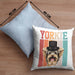 Yorkie Besitzer Kissen mit Füllung 40x40 Geschenk Lustiger Spruch Geschenkidee Retro Vinatge Yorkie (Grau) Blau Trendation