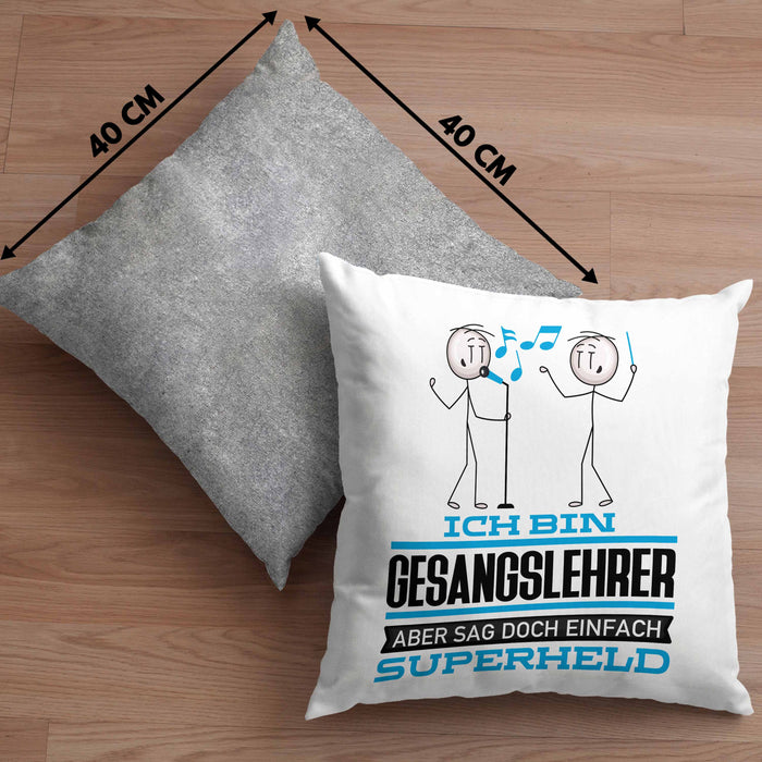 Gesangslehrer Geschenk Kissen mit Füllung 40x40 Ich Bin Gesangslehrer Aber Sag Doch Einfach Superheld Lustige Geschenkdiee für Gesangslehrer (Grau) Grau Trendation