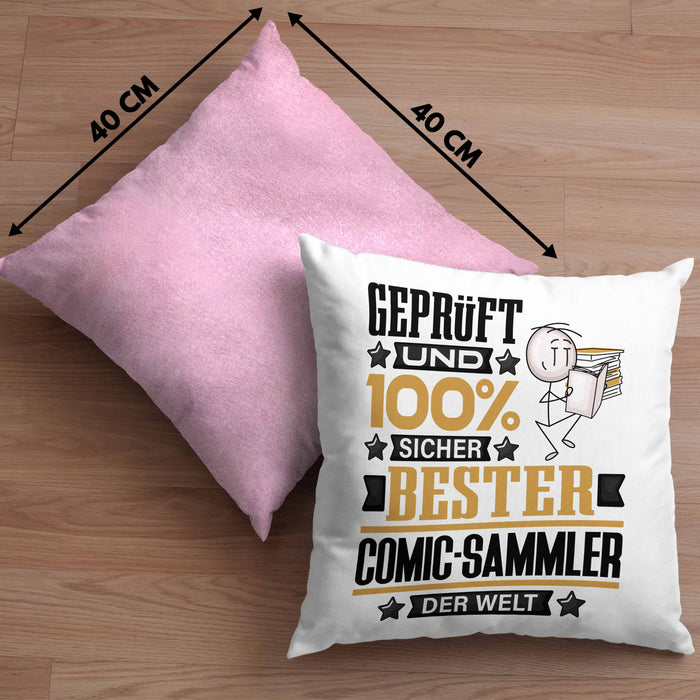 Comic-Sammler Geschenk Lustiger Spruch für Comic-Sammler Geschenkidee Bester Comic-Sammler Der WeltKissen mit Füllung 40x40 (Grau) Rosa Trendation