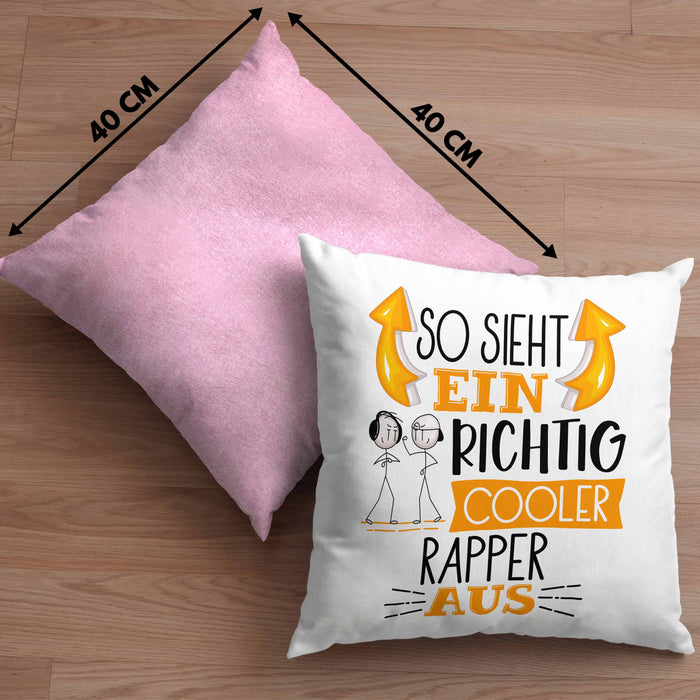 So Sieht Ein Richtig Cooler Rapper Aus Kissen mit Füllung 40x40 Geschenk für Rapper Geburtstag Geschenkdiee (Grau) Rosa Trendation