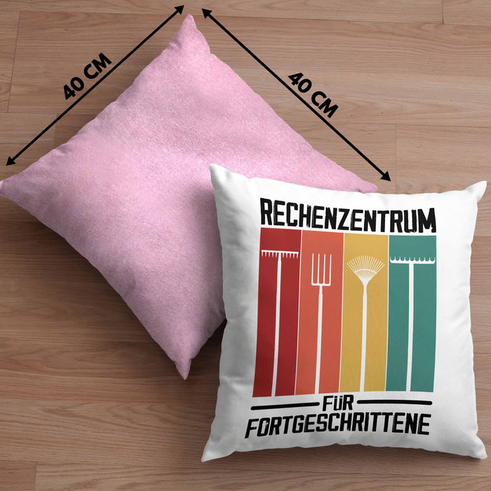 Rechenzentrum für Forgeschrittene Kissen mit Füllung 40x40 Gschenk Gärtner, Hobbygärtner Geschenkidee Lustiger Spruch Häferl (Grau) Rosa Trendation