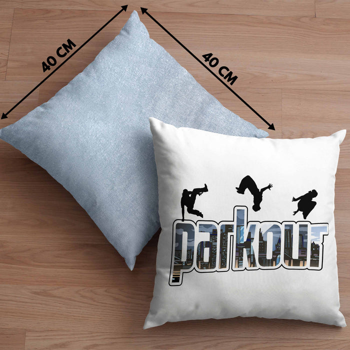 Kissen mit Füllung 40x40 für Parkour Fans Geschenk für Urbanen Sports Sportler Freerunning (Grau) Blau Trendation