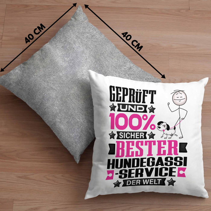 Hundegassi-Service Geschenk Lustiger Spruch für Hundegassi-Service Geschenkidee Bester Hundegassi-Service Der WeltKissen mit Füllung 40x40 (Grau) Grau Trendation