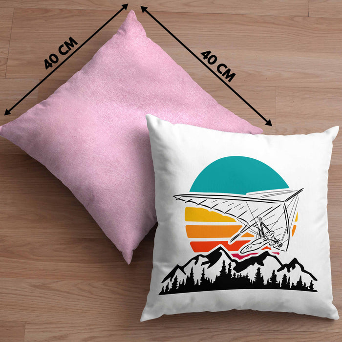 Kissen mit Füllung 40x40 Drachenflieger-Grafik Geschenk Drachenfliegen Drachenflieger Hängegleiter (Grau) Rosa Trendation