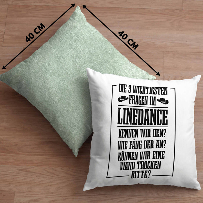 Linedance Geschenke Kissen mit Füllung 40x40 Geschenkidee Spruch Line Dance Frauen Sprüche Können Wir eine Wand Trocken (Grau) Grün Trendation