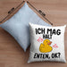 Enten-Liebhaber Geschenk Kissen mit Füllung 40x40 Ich Mag Halt Enten Ok Häferl (Grau) Blau Trendation