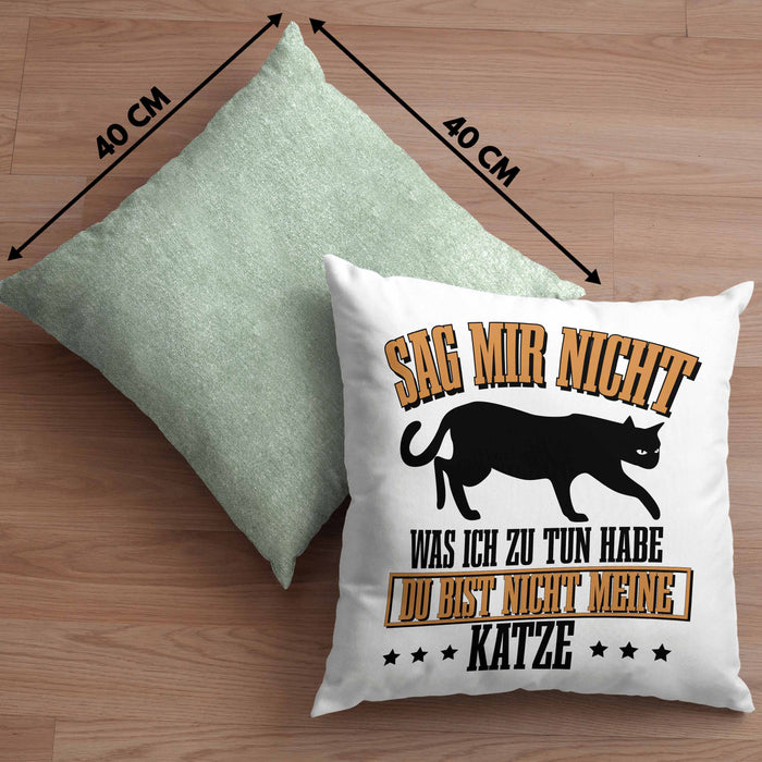 Lustige Kissen mit Füllung 40x40 für Katzenbesitzer Geschenk für Katzen-Mamas (Grau) Grün Trendation