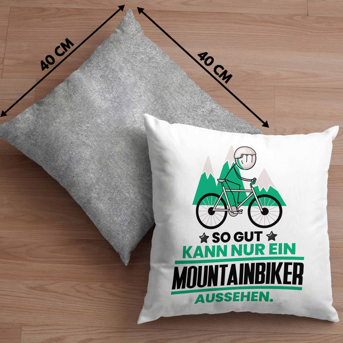 Mountainbiker Geschenk Kissen mit Füllung 40x40 So Gut Kann Nur Ein Mountainbiker Aussehen Geschenkidee (Grau) Grau Trendation