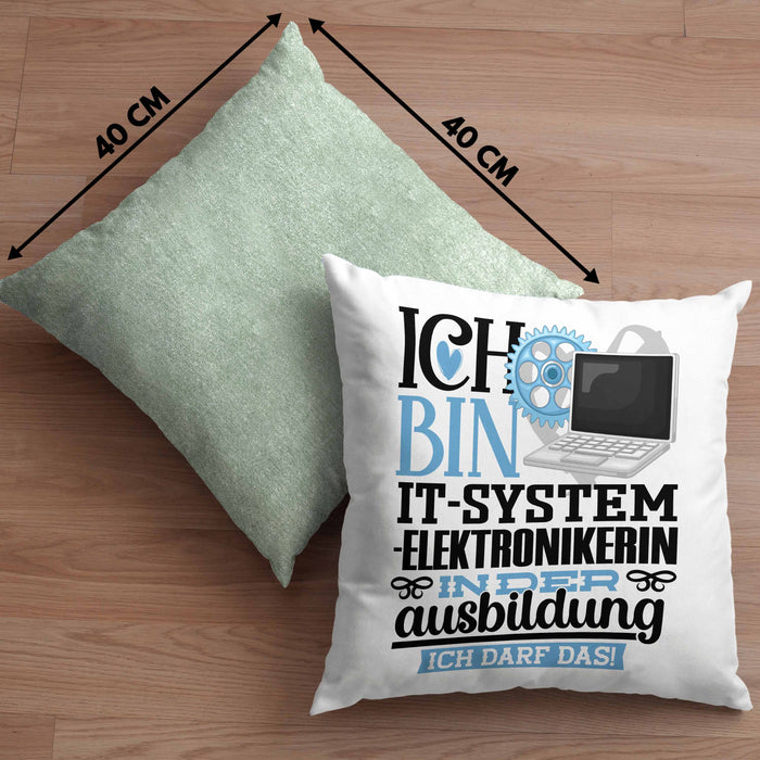 IT-Systemelektronikerin Ausbildung Start Geschenk Kissen mit Füllung 40x40 Ich Bin IT-Systemelektronikerin In Der Ausbildung Ich Darf Das Geschenkidee (Grau) Grün Trendation