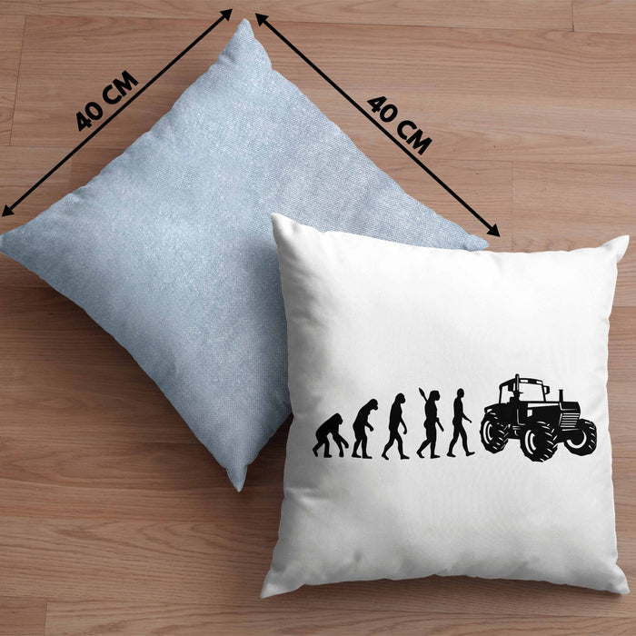 Lustige Kissen mit Füllung 40x40 für Landwirte Geschenk Evolution Traktor Geschenkidee (Grau) Blau Trendation