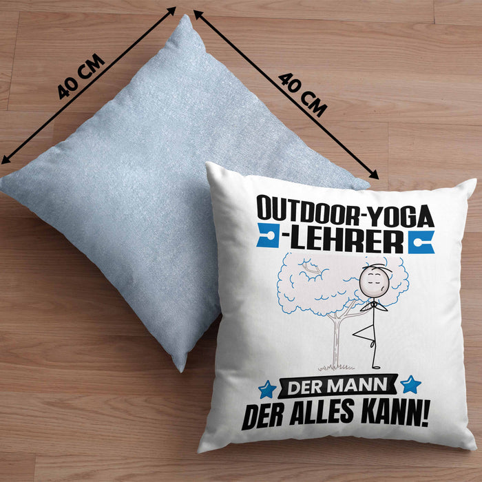 Outdoor-Yoga-Lehrer Kissen mit Füllung 40x40 Geschenk für Outdoor-Yoga-Lehrer Der Mann Der Alles Kann Geschenkidee zum Geburtstag (Grau) Blau Trendation