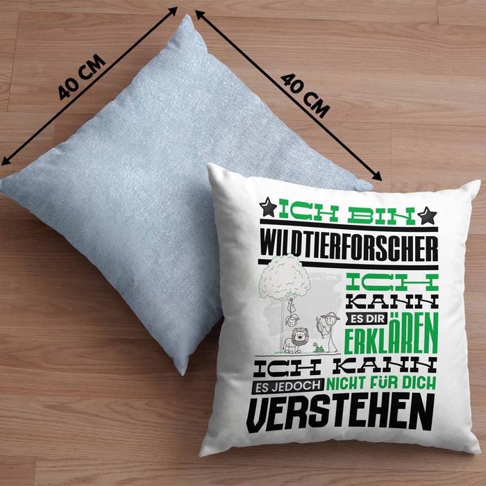 Wildtierforscher Geschenk Kaffee-Kissen mit Füllung 40x40 Geschenkidee für Wildtierforscher Ich Bin Wildtierforscher Ich Kann Es Dir Erklären Jedoch Nicht Für Dich Verstehen Spruch Lustig (Grau) Blau Trendation