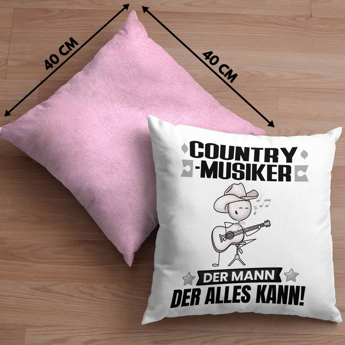Country-Musiker Kissen mit Füllung 40x40 Geschenk für Country-Musiker Der Mann Der Alles Kann Geschenkidee zum Geburtstag (Grau) Rosa Trendation