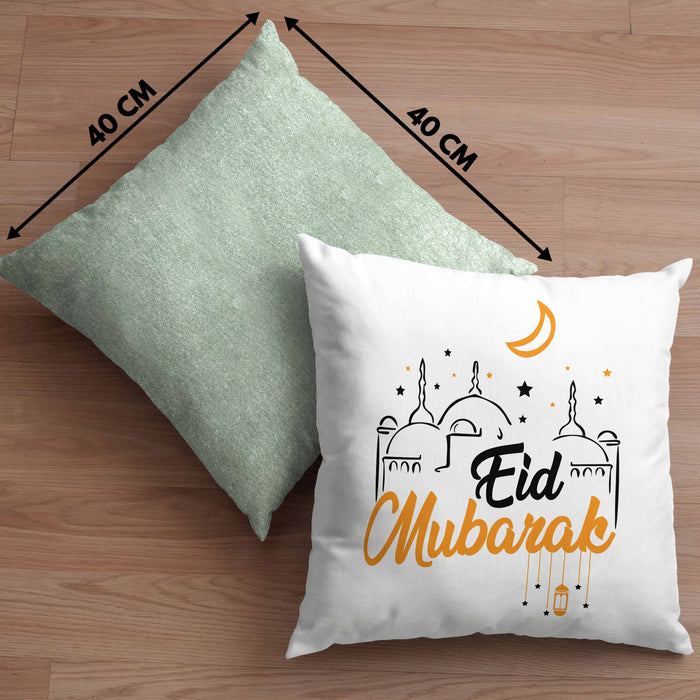 Eid Mubarak Kissen mit Füllung 40x40 Geschenk Muslime Geschenkidee Sprüche für Muslimische Menschen (Grau) Grün Trendation