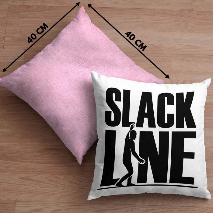 Lustige Kissen mit Füllung 40x40 für Slackliner Geschenk Slackline (Grau) Rosa Trendation