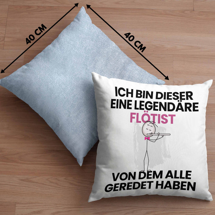 Flötist Geschenk Kissen mit Füllung 40x40 Lustige Geschenkidee Geburtstag für Flötist Ich Bin Dieser Legendäre Flötist Von Dem Alle Geredet Haben (Grau) Blau Trendation