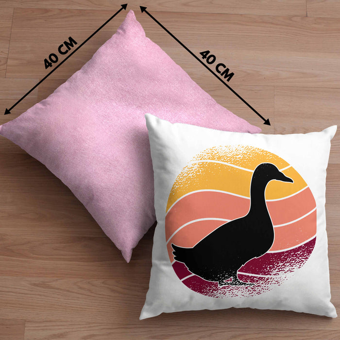 Ente Geschenk Vintage Kissen mit Füllung 40x40 Geschenk Retro Bauernhof Enten (Grau) Rosa Trendation